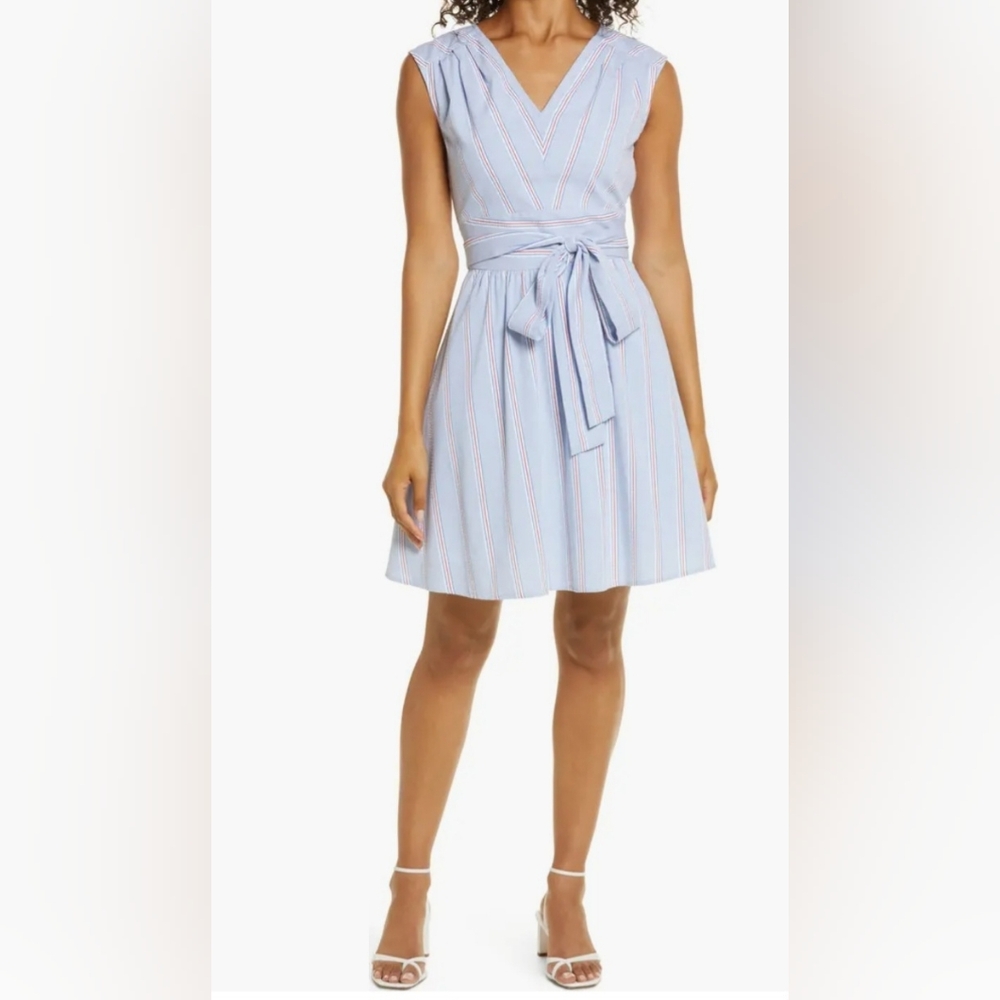 Vineyard Vines Seersucker Stripe Cap Sleeve Dress Sz 6
